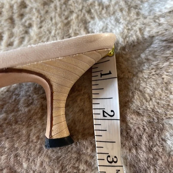 Manolo Blahnik Braided Leather Mule Slide Open Toe Kitten Heel Sandals Sz 37 1/2 - Picture 12 of 15